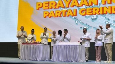 “HUT Gerindra: Dasco Potong Tumpeng, Titiek Berikan Kue – Simbol Solidaritas dan Kebersamaan”