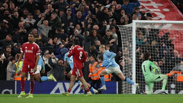 Liverpool Vs Man City: Haaland dan Silva Tarik Kemenangan 2-1 di Anfield